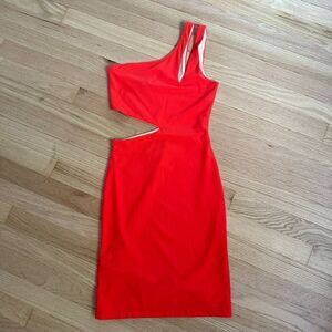 Boulee Ciara red dress mini short‎ one shoulder cut out size 2